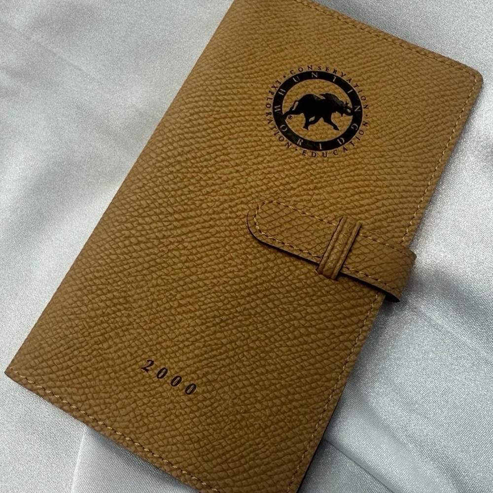 Hunting World 2000 Leather Address Book Organizer Agenda Tan Vintage